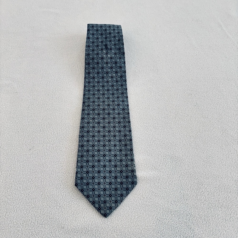 Geoffrey Beene Men's 100% Silk Luxury Geometric Classic Black & Gray Tie 4" 58"